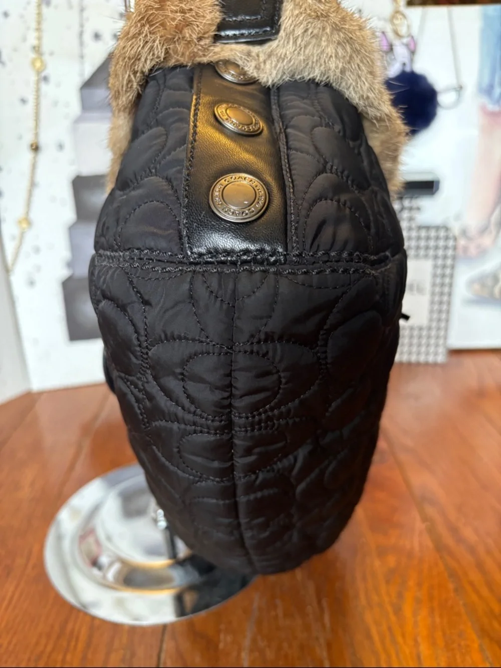 Coach Quilted Rabbit Fur "Ski Bunny" Hobo EUC - Picture 8 of 10